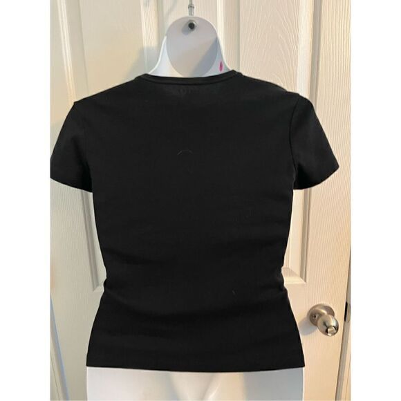 Talbots Classic Round Neck Black Cotton Top. Size Large Petite - Picture 5 of 5